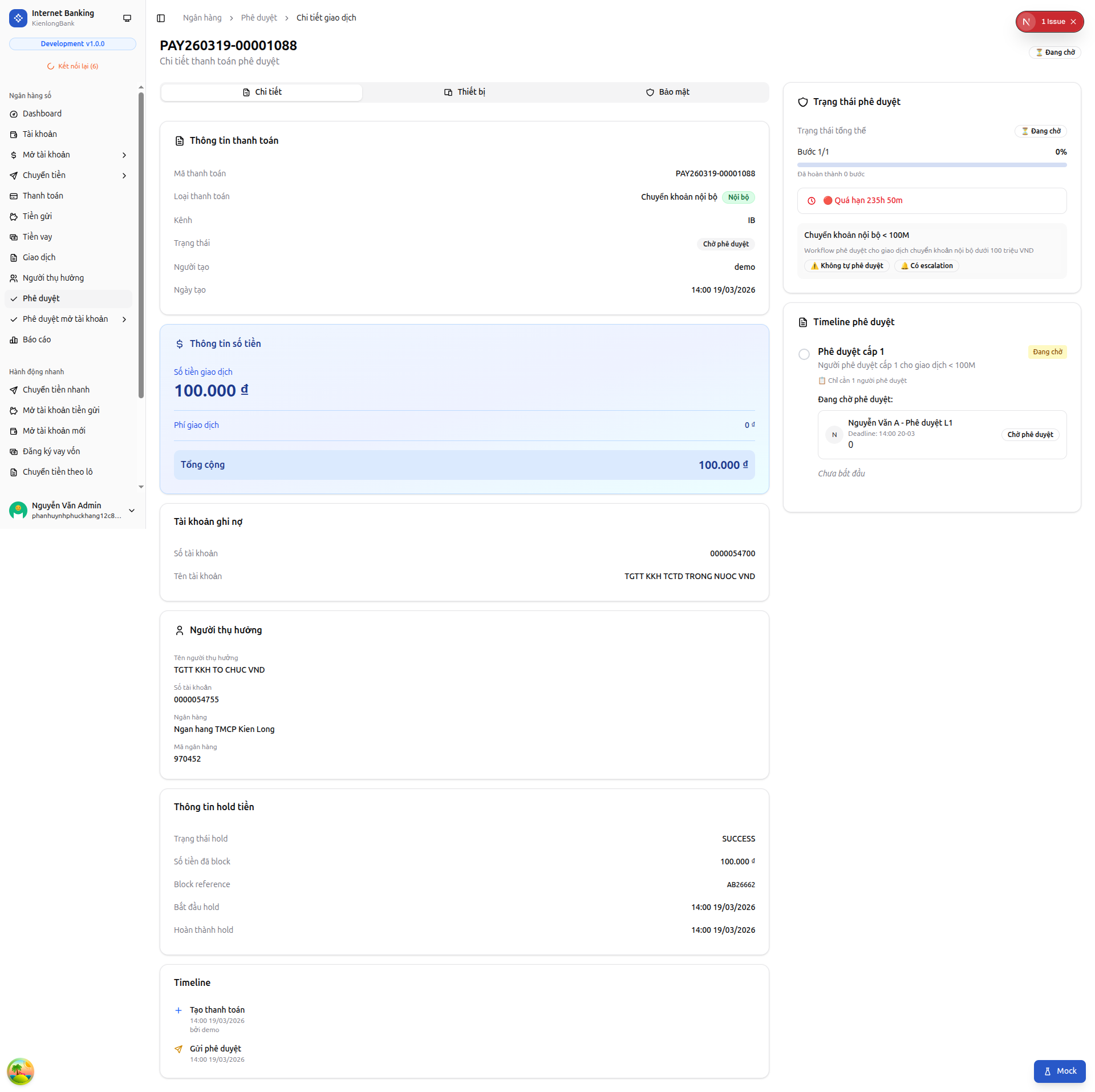 KBIZ Internet Banking Doanh nghiệp — screen 4