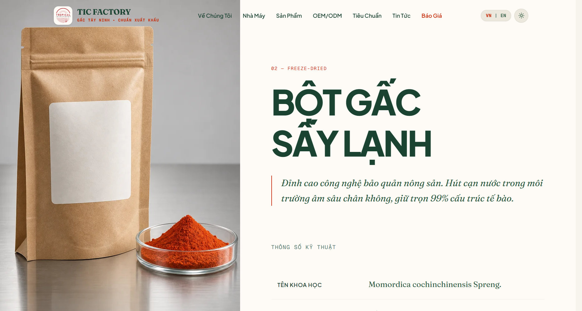 Bao bì bột gấc sấy thăng hoa